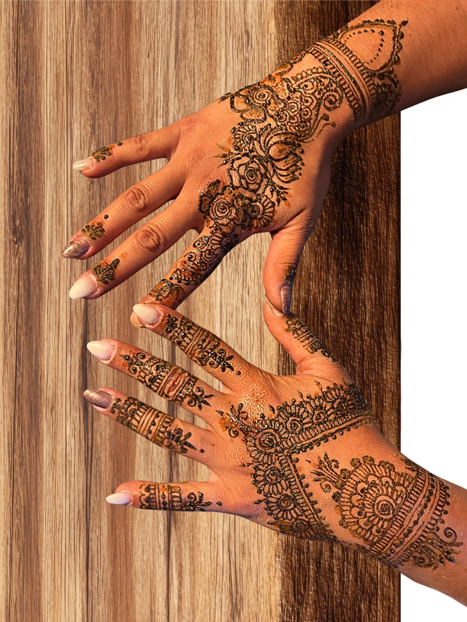 Henna design wrapping around a wrist